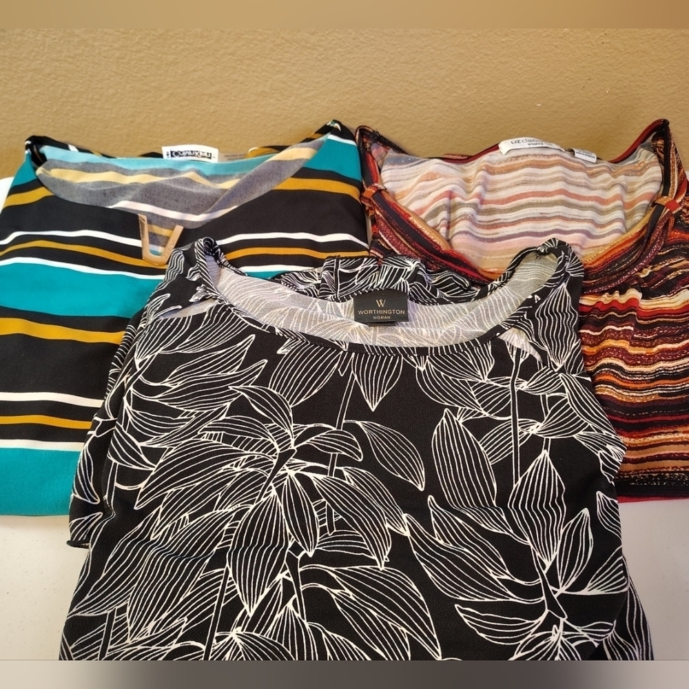 Women's Lot Of 3 Slinky Stretchy Short Sleeve Casual Career 1X Tops-Calvin Klein